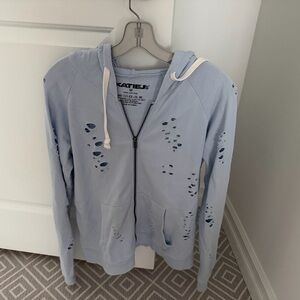 Katie J NYC Light Blue Distressed Hoodie … sz Junior Medium